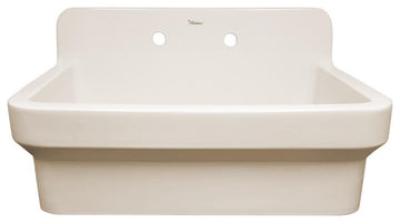 Old Fashioned Country Fireclay Utility Sink With High Backsplash