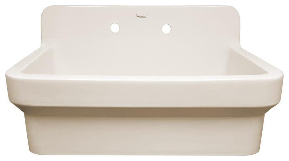 Old Fashioned Country Fireclay Utility Sink With High Backsplash