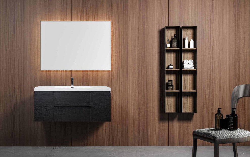 ConceptBaths 48" Angela Wall Mounted Modern Single Vanity, Black