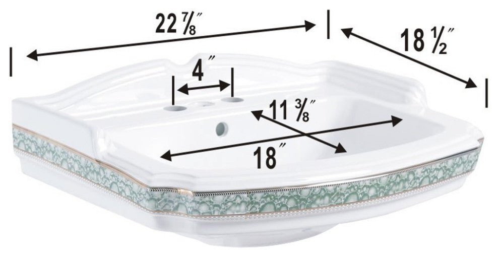 Sink Basin Only India Reserve Bathroom Sink Green and Gold Basin Only