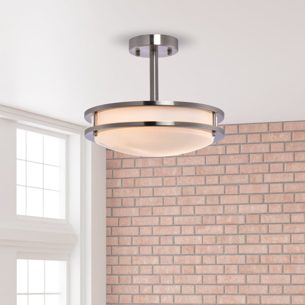 Lazzur Loire 2 Light 12" Satin Nickel Semi-Flush Mount Ceiling Light