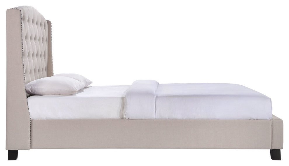 Modern Contemporary Bedroom Queen Bed Frame Beige