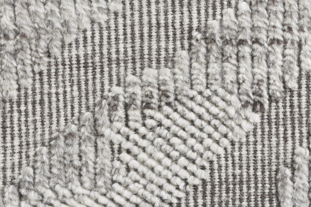 Ivory Contemporary Geometric Transitional High-Low Area Rug