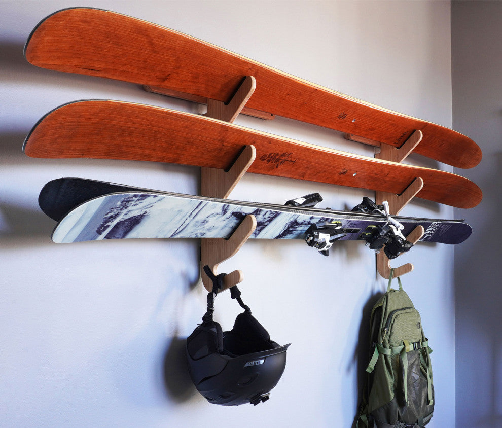 Ski Rack - The Hallsteiner Series Horizontal Ski Wall Mount, Bamboo, Trip