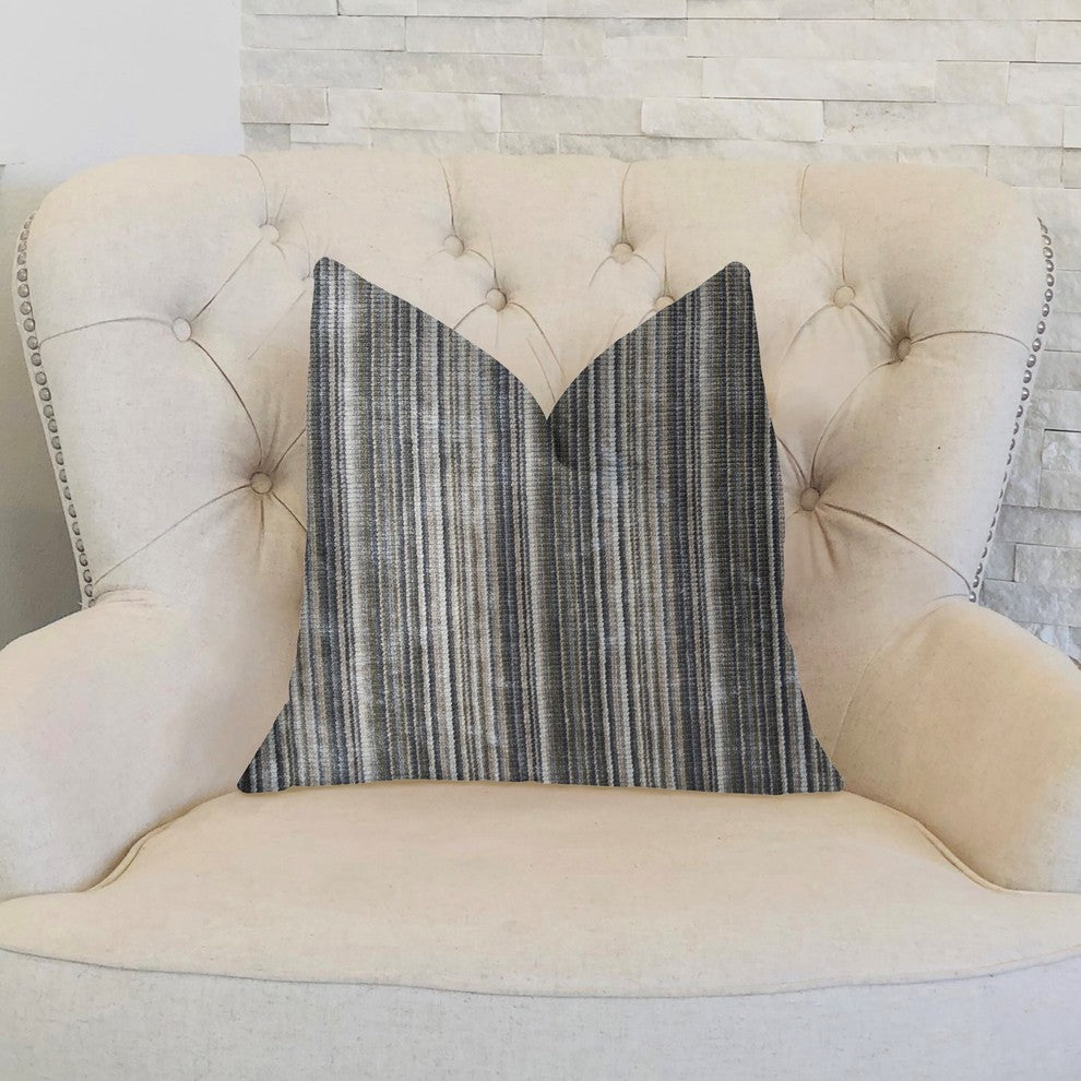 New Hampton Ivory and Blue Luxury Throw Pillow, 20"x26" Standard