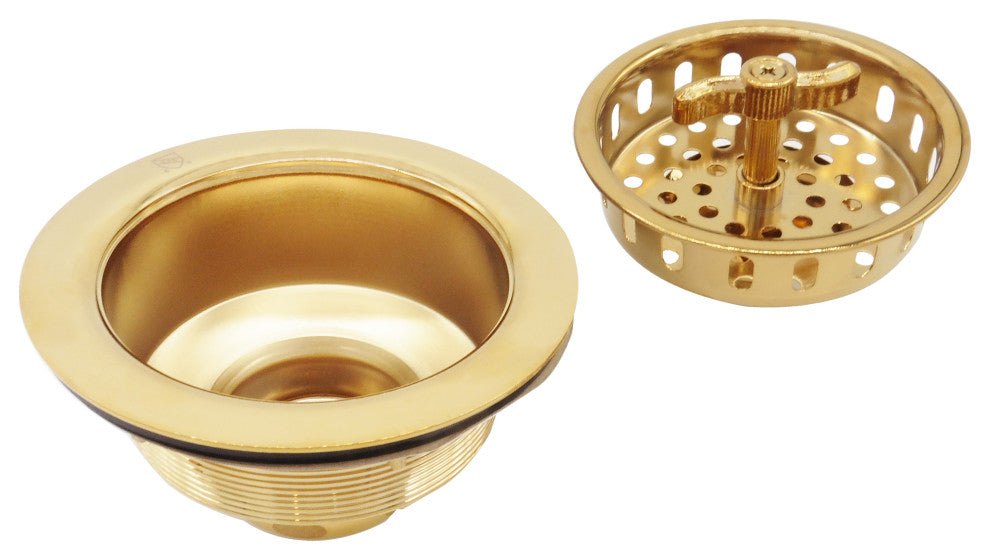 Wing Nut Style Large Kitchen Basket Strainer In Oil Rubbed Bronze, Polished Brass
