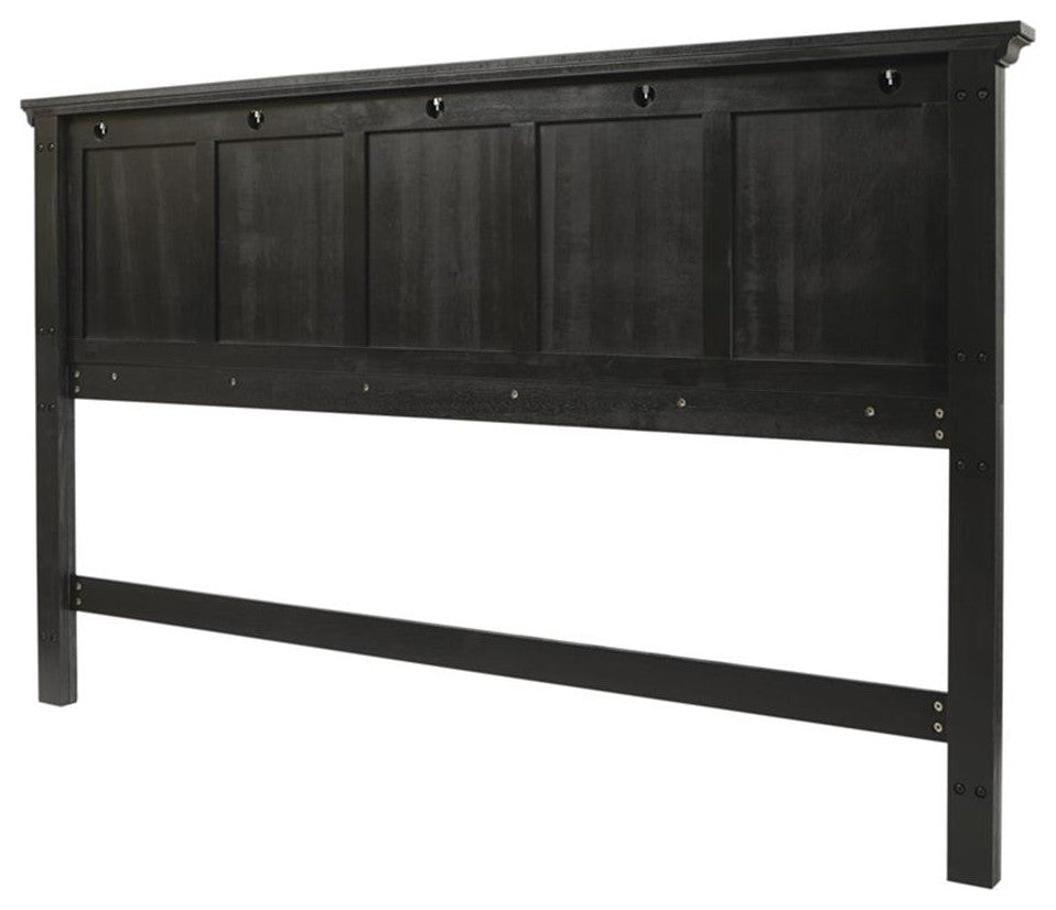 Farmhouse Basics King Bed Headboard in Wood Rustic Black