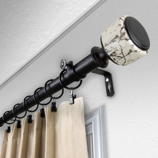 Kaylee 1" Diameter Curtain Rod, Black, 160-240"
