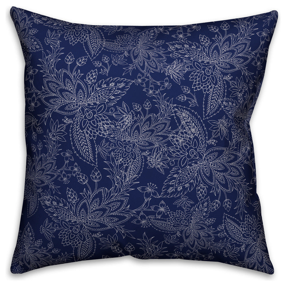Navy Paisley Pattern 18x18 Spun Poly Pillow Cover