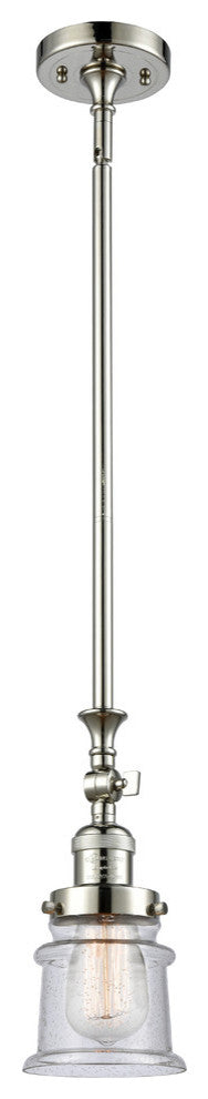 Small Canton 1-Light Mini Pendant, Polished Nickel, Seedy