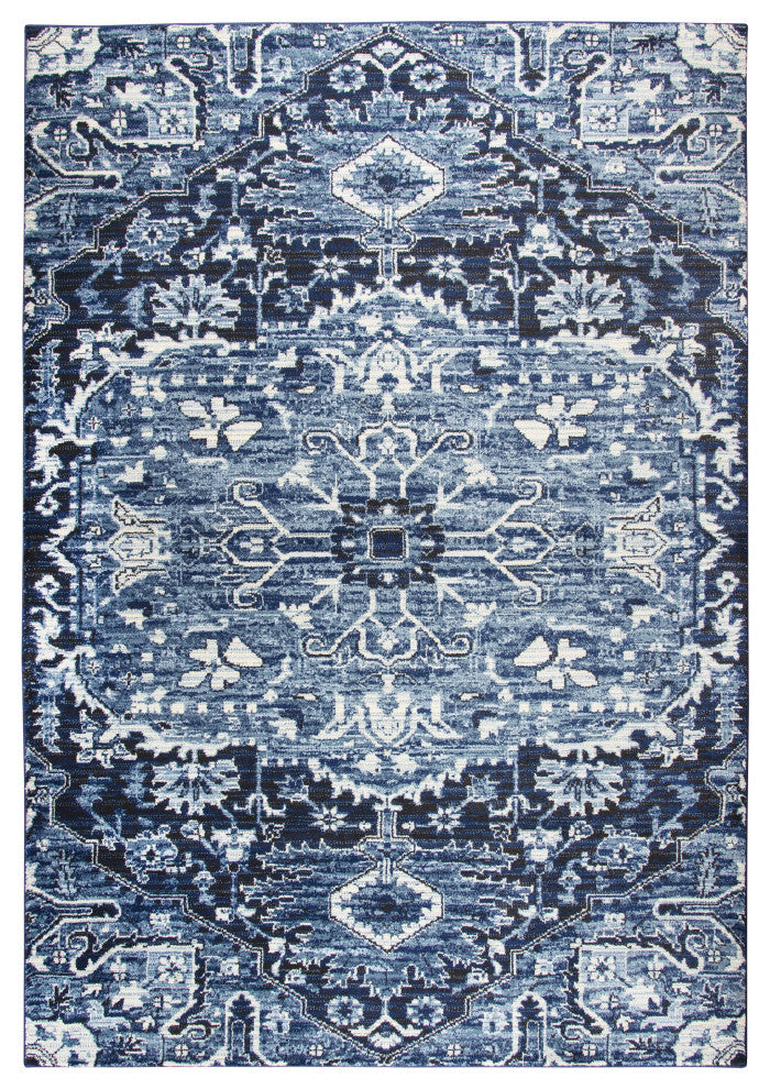 Panache PN6962 Light Blue Central Medallion Area Rug, Rectangular 3'3"x5'3"