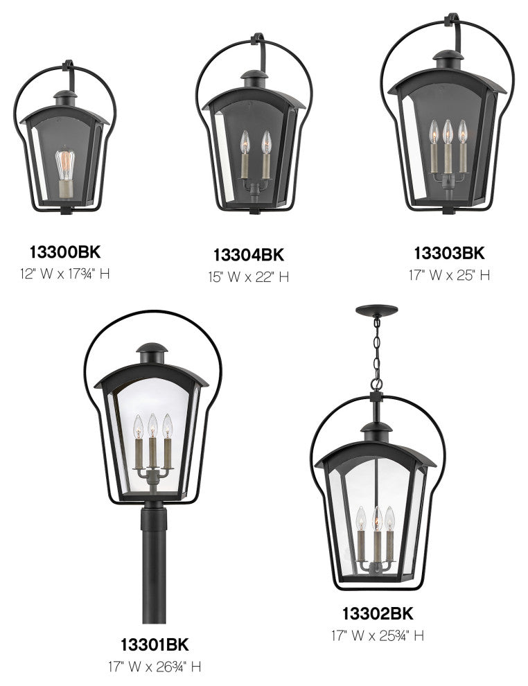Hinkley Yale Medium Wall Mount Lantern, Black