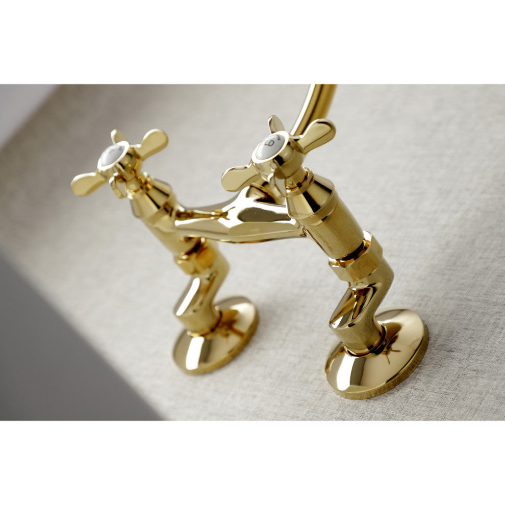 KS114PB Essex Two Handle Wall Mount Kitchen Faucet, Polished Brass