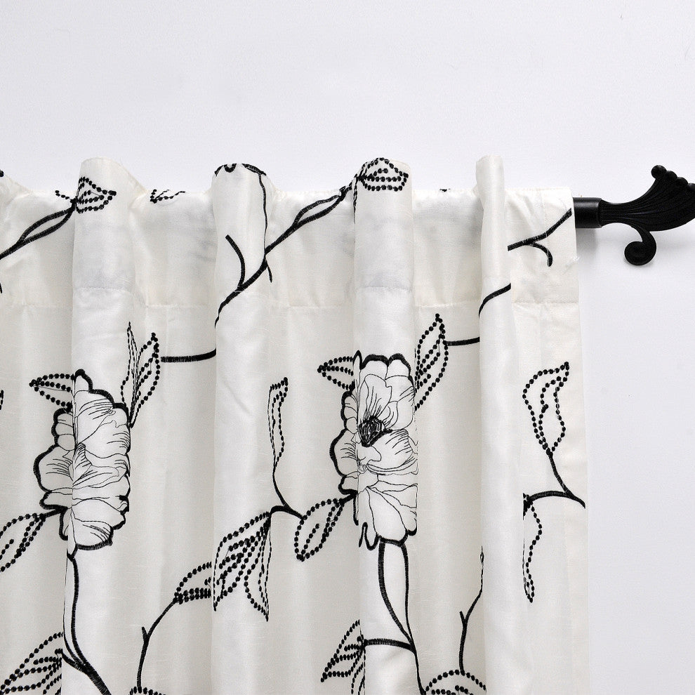Magnolia Embroidery Curtains, 54x96" with Rod Pocket Tab Top