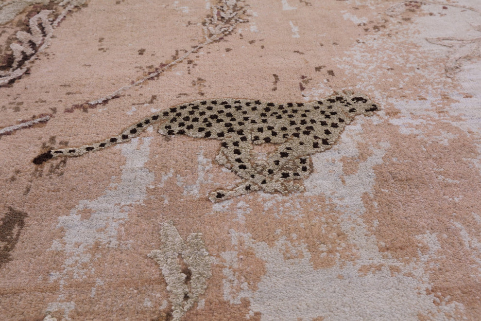 Hand Knotted Modern Wildlife Wool and Silk Rug 8' 2" X 10' 2" Q7085
