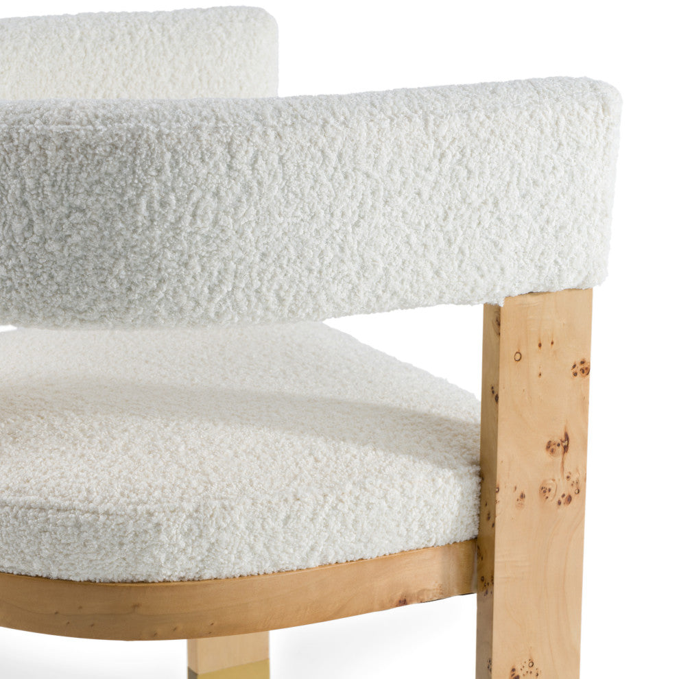 Modrest Letha Modern Cream Fabric + Burl Dining Chair