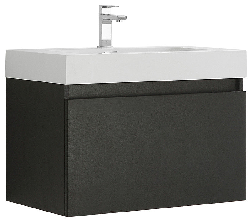Fresca Mezzo 30" Black Wall Hung Cabinet With Integrated Sink