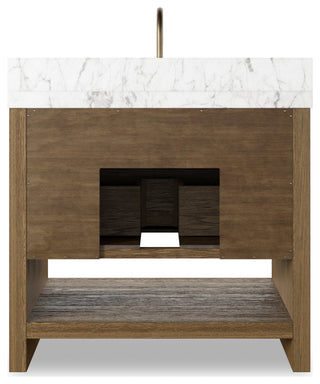 Anthem Single Vanity 36", Carrara Marble, Washed Natural, Brushed Brass