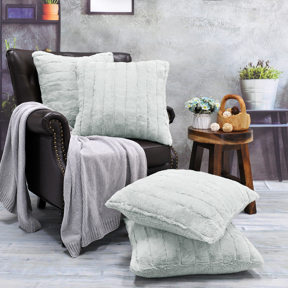 Super Mink Throw Pillow Covers, Set of 4, Gray Down
