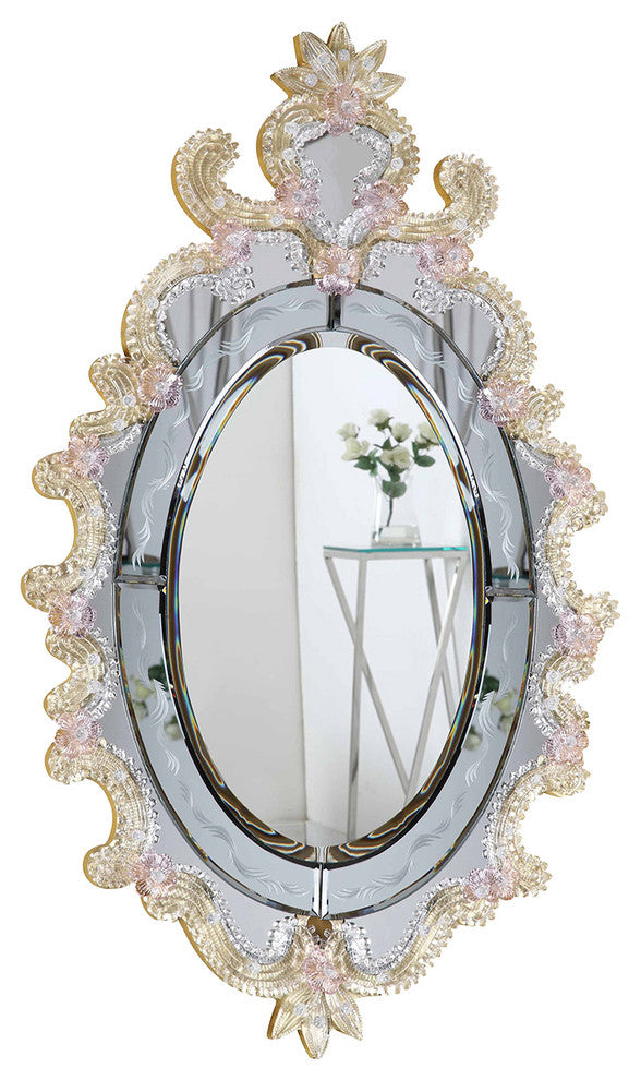 Elegant Lighting Mirror, 22.2"x1.8"x36.2", Gold, Murano Collection