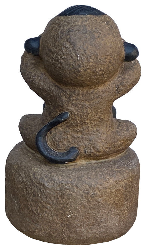 Black Gray Brown Two Colors Stone Monkey Ape See No Evil Figure Hcs7115