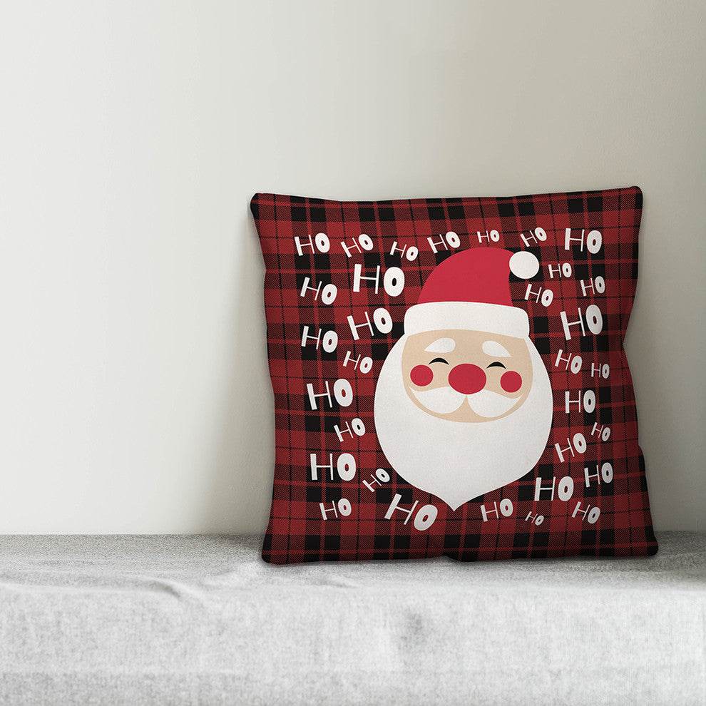 Plaid Santa HoHoHo 20"x20" Throw Pillow Cover
