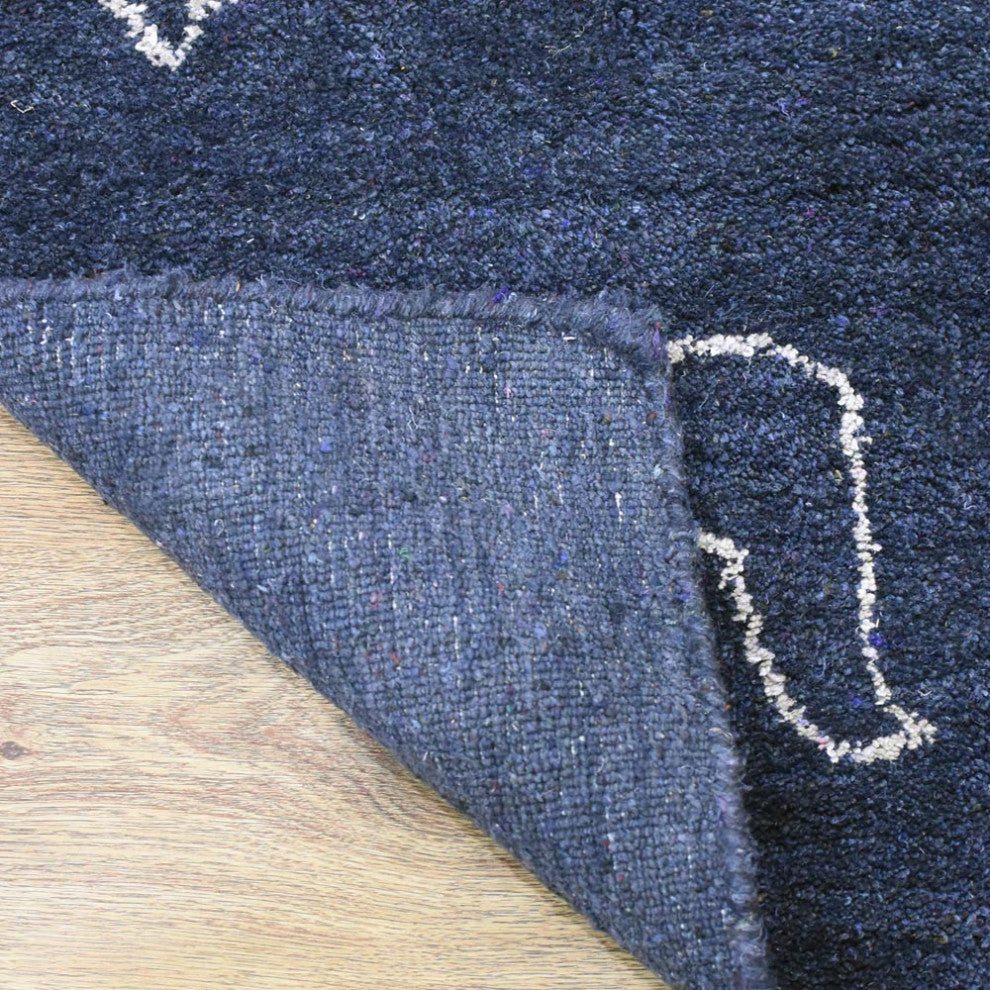HAND KNOTTED LOOM SILK ECO-FRIENDLY RUG-5'x8',Rectangle,Charcoal White,Contempor