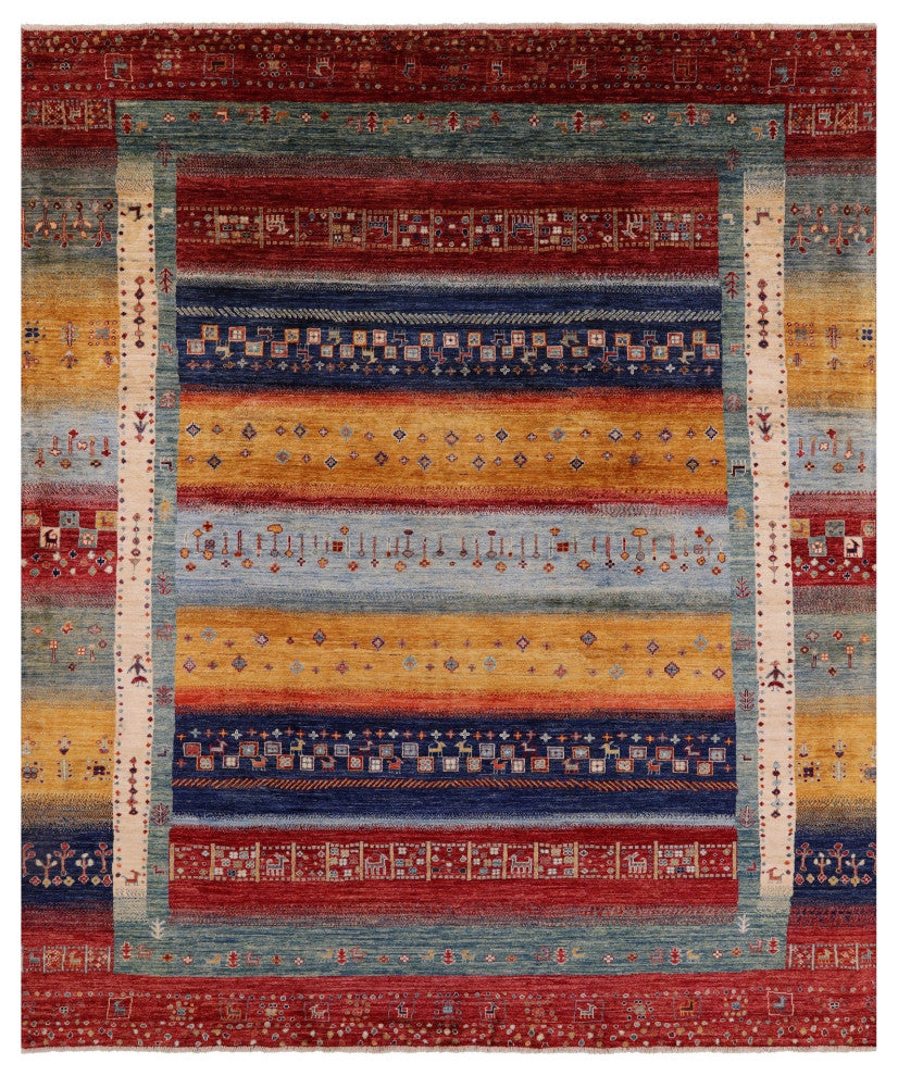 Tribal Persian Gabbeh Handmade Rug 8' 3" X 9' 2" Q5317