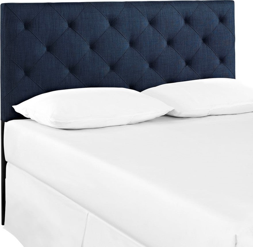Theodore Queen Upholstered Fabric Headboard, Navy