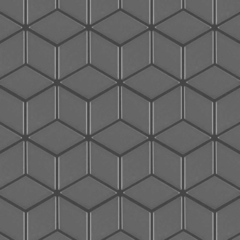 Metro Rhombus Mosaic Floor and Wall Tile, Matte Grey
