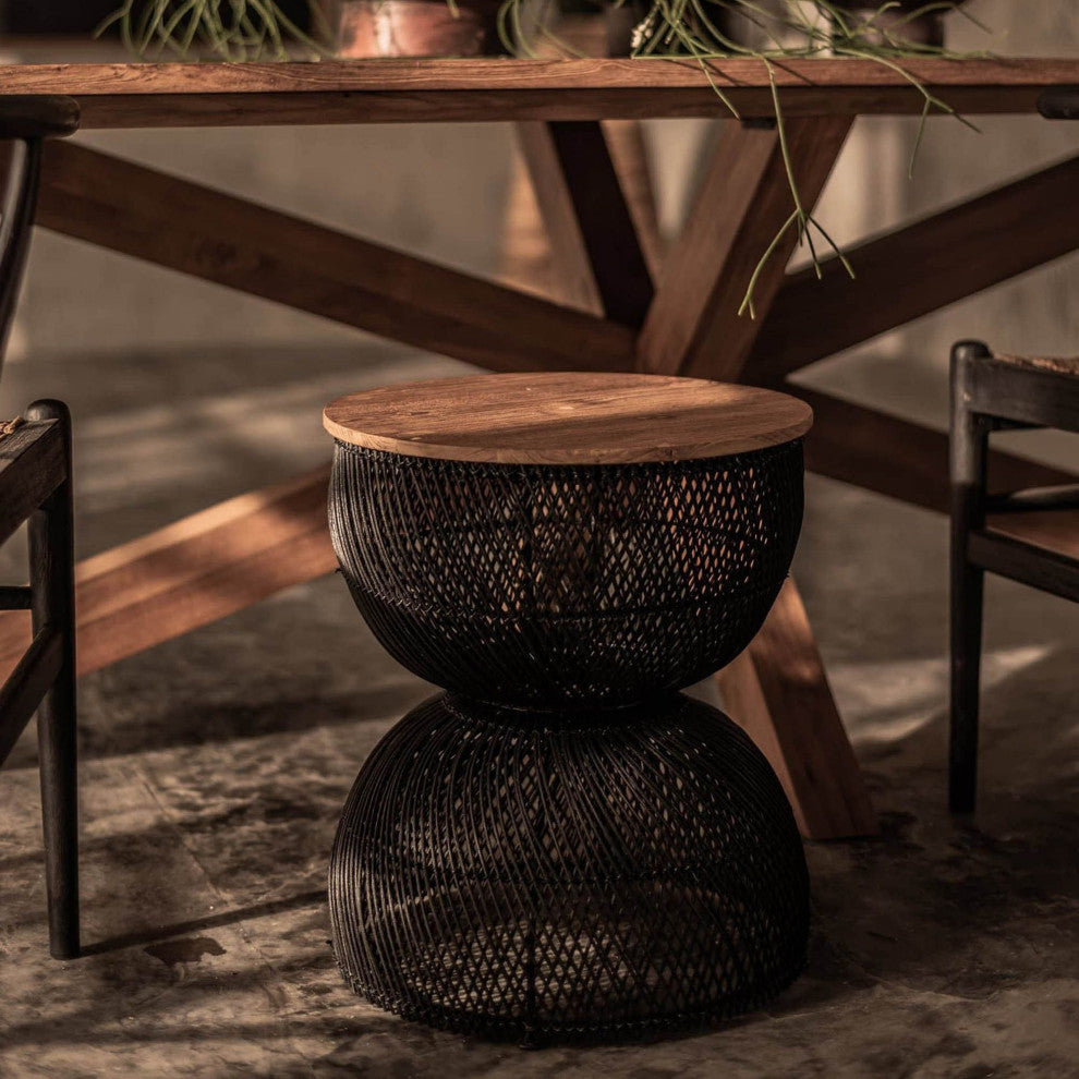 D-Bodhi Wave Side Table, Light Brown/Black