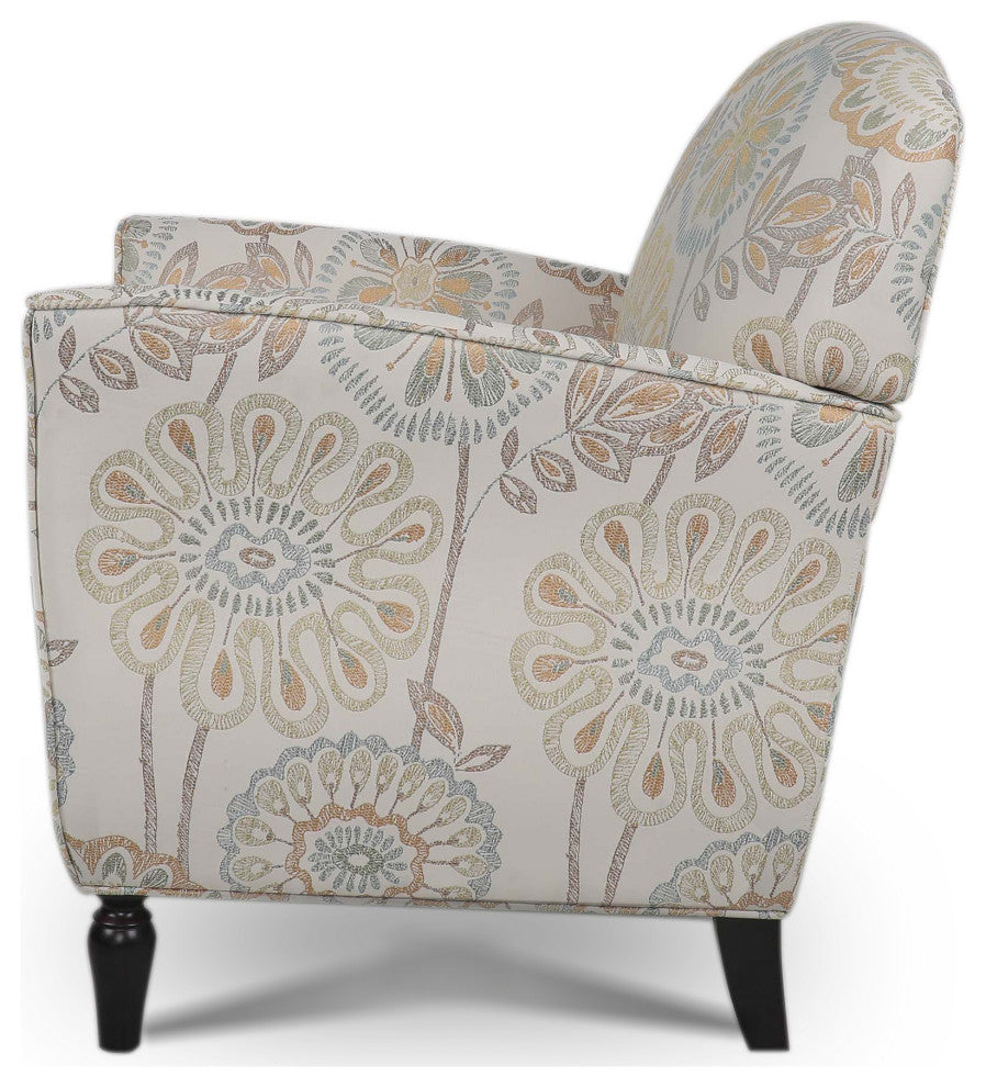 Faux Leather/Fabric Armchair with Wood Legs, Beige Yellow, 26'' X 30''
