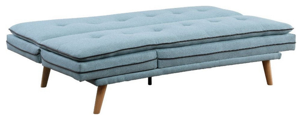 Benzara BM250586 Adjustable Sofa With Tufted Seat and Angled Legs, Blue