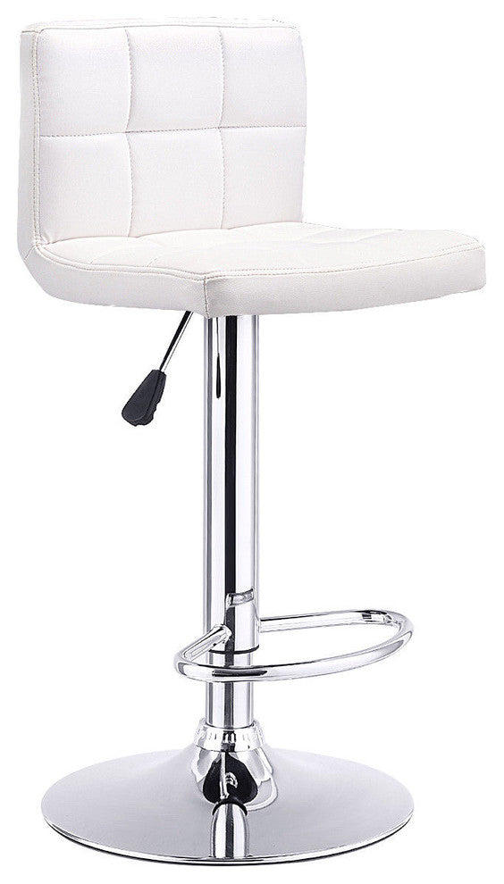 Costway 1 PC Bar Stool Swivel Adjustable PU Leather Barstools  White