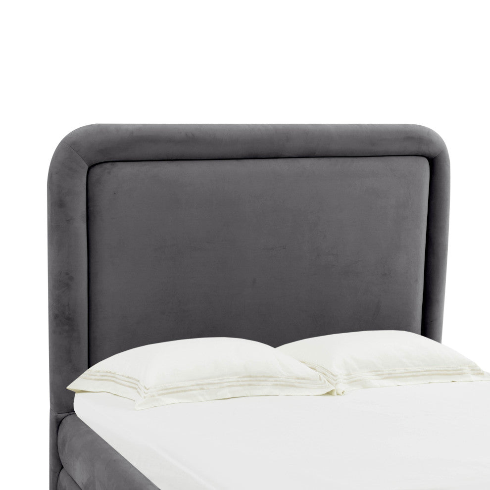 Briella Dark Gray Velvet Bed in Full