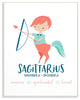 The Kids Room Fun Modern Zodiac Sagittarius Centaur Child Wall Art, 10"x15"