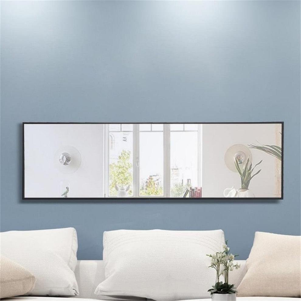 Elegant Decor Monet 60" x 18" Rectangle Metal Frame Mirror in Black