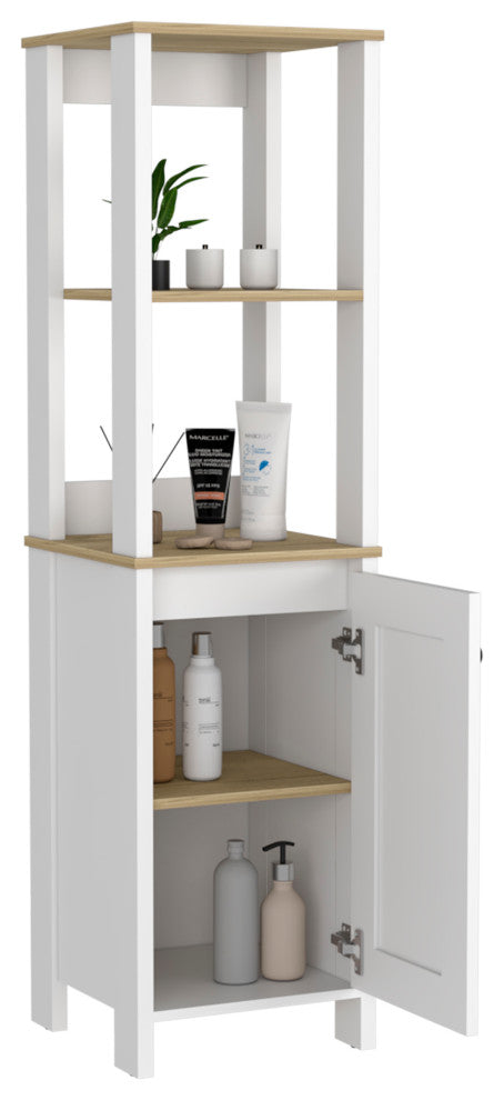 DEPOT E-SHOP New Haven Linen Cabinet, Light Oak/White