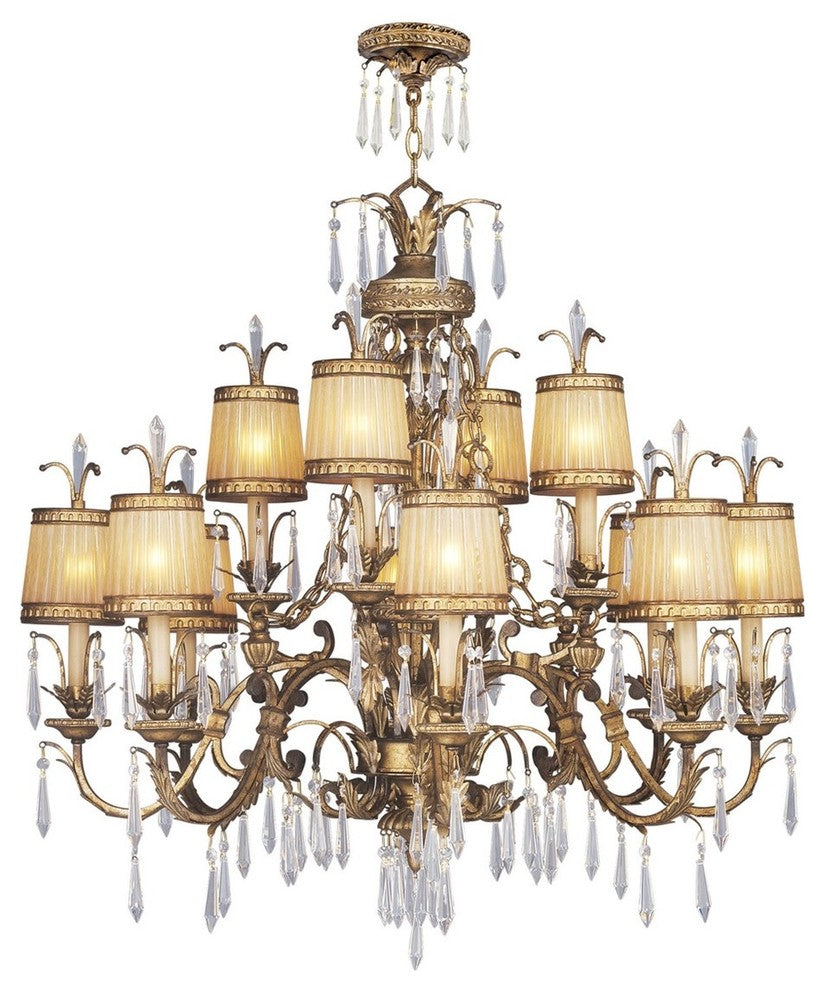 Livex Lighting 12 Light Vintage Gold Leaf Chandelier - 8888-65