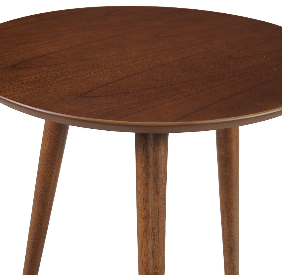 GDF Studio Evangeline Finished Wood End Table With Faux Wood Overlay, Natural Walnut