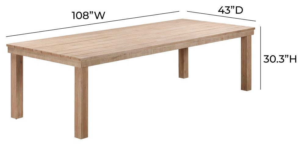 Cassie Natural Rectangular Outdoor Dining Table, 108 Inch