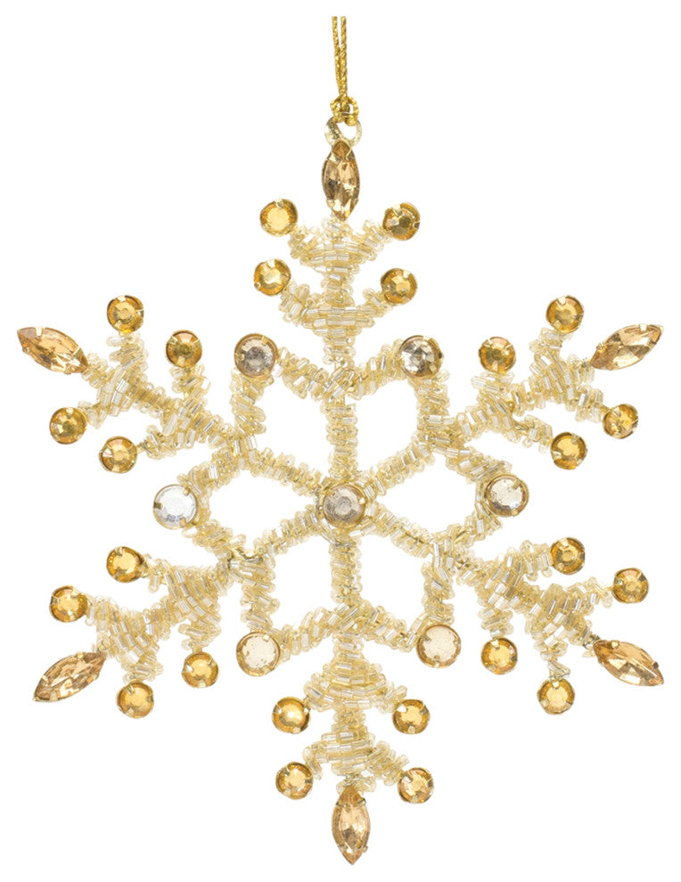 Jeweled Metal Snowflake Ornament, Set of 12