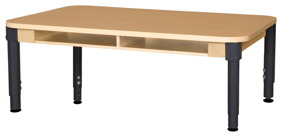 Four Seater High Pressure Laminate Desk with Adjustable Legs, 12"-17"
