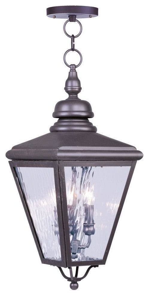 Livex 2035-07 3-Light Bronze Outdoor Chain Lantern, Bronze