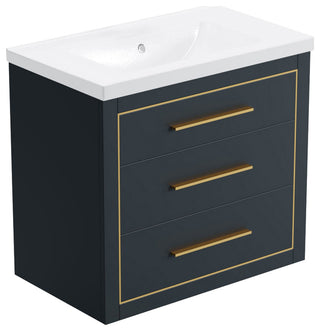Sherwood 30" Single Vanity Set, Charcoal, Brass Trim, Floating Only