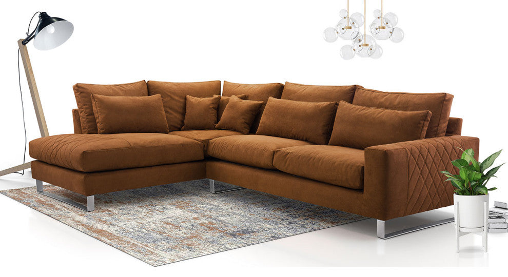 FLORA Sectional Sofa, Copper Brown, Left