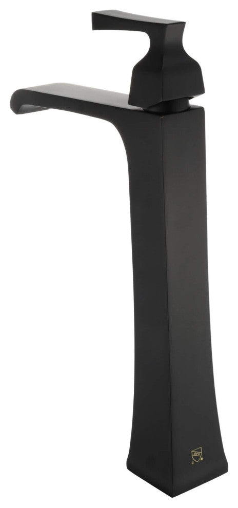 Fine Fixtures Arched Square Single Hole Vessel Sink Bathroom Faucet, Black