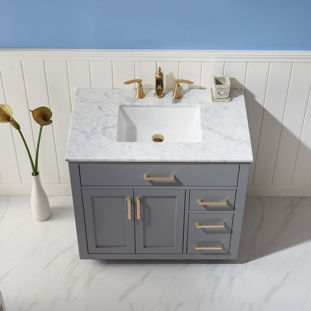 Ivy Gray Bathroom Vanity Set, 36", Without Mirror
