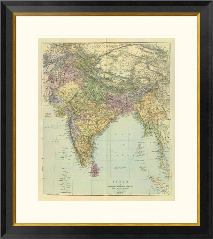 "Composite: India, 1901" Framed Digital Print by Edward Stanford, 29x32"