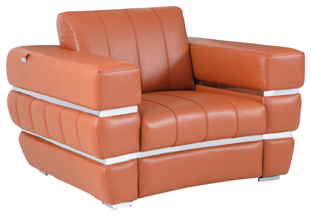 Ferrara Genuine Italian Leather Modern Chair Camel